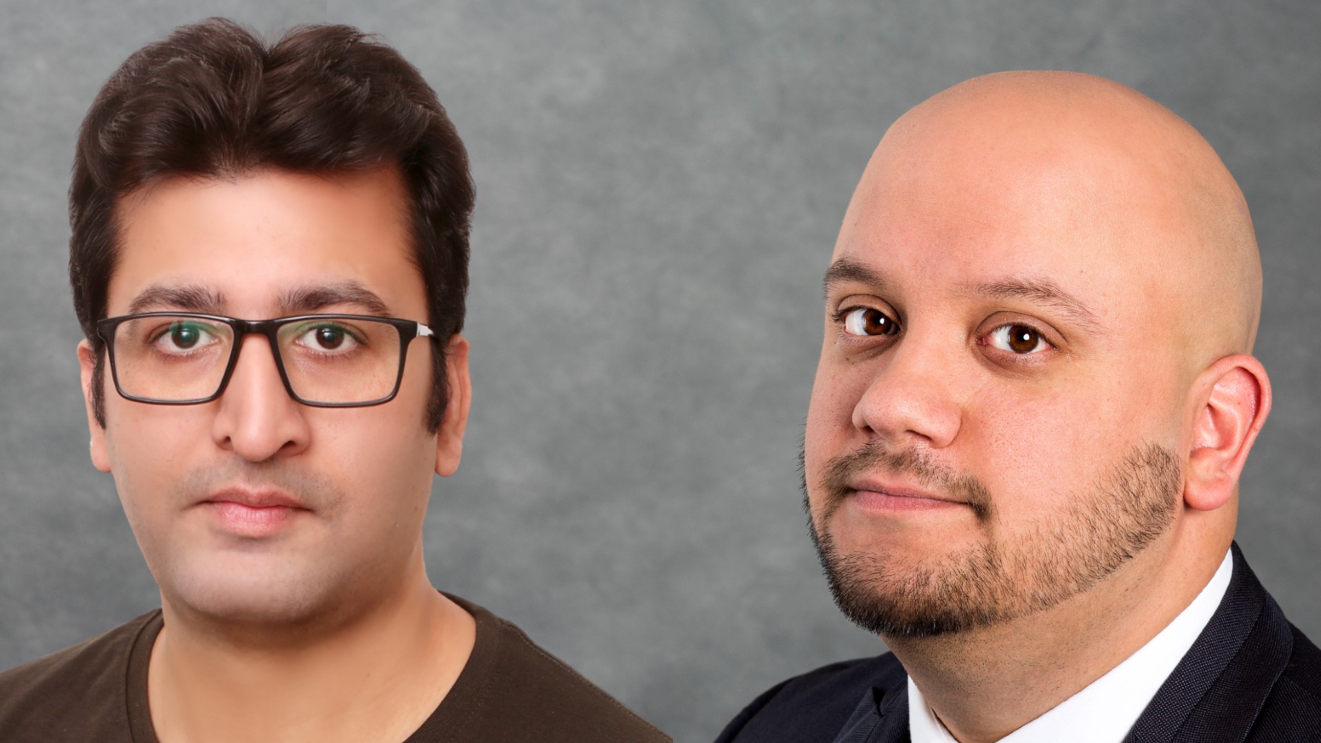 Head and shoulders photos of Rajan Kalsotra (left) and Saif Islam (right), Senior Consultants, EUPD Research, set against grey backdrop