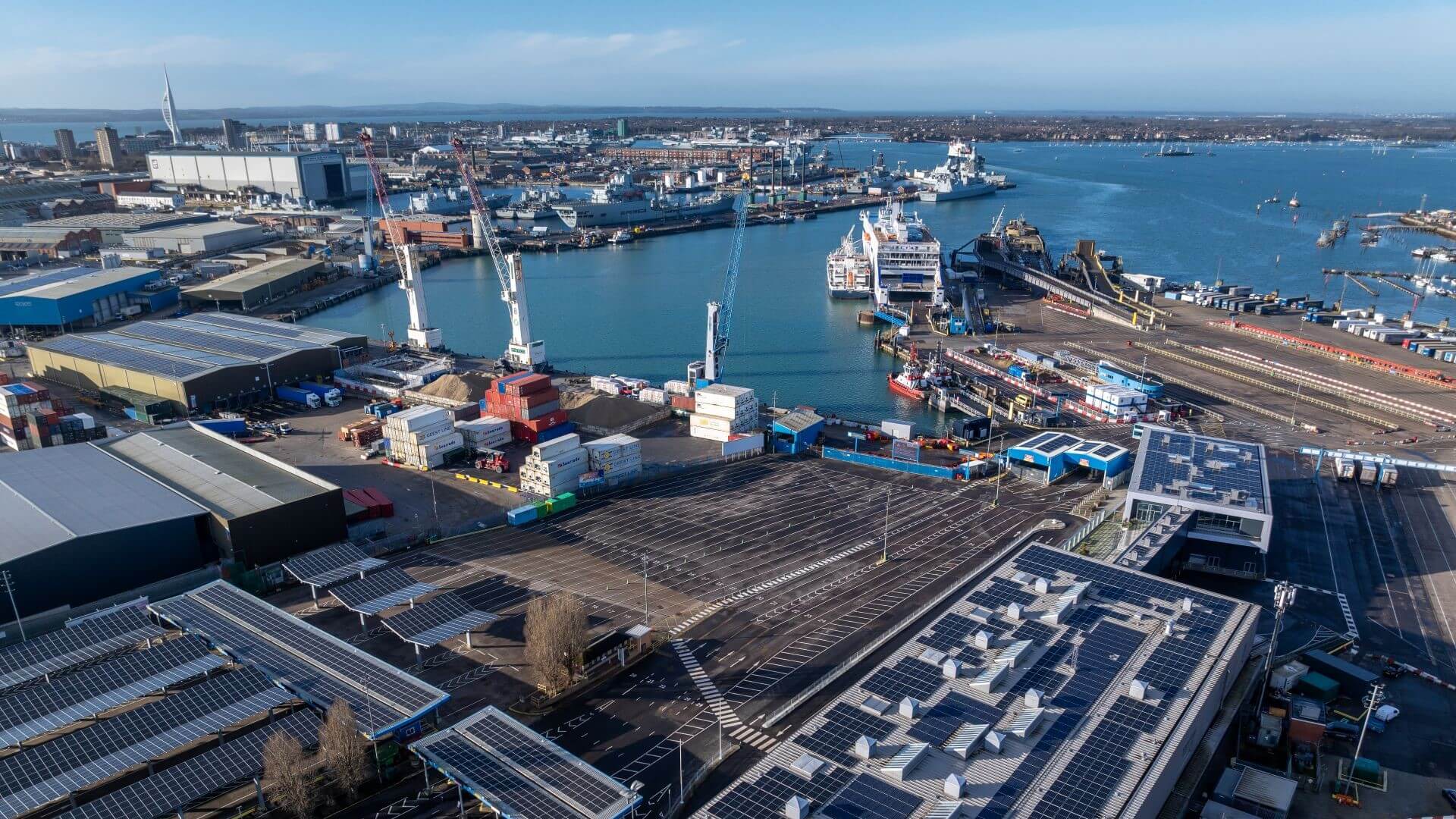 Aerial view of Portsmouth International Port