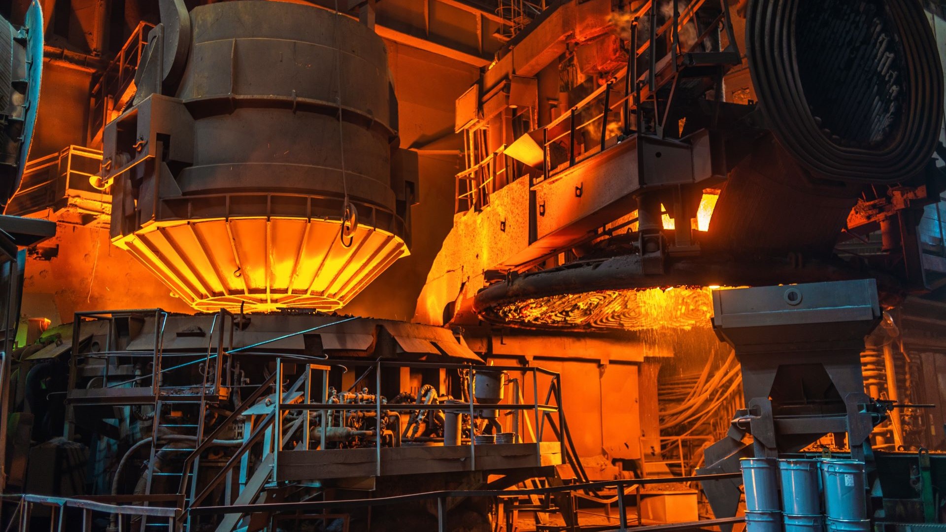 Inside a steel factory