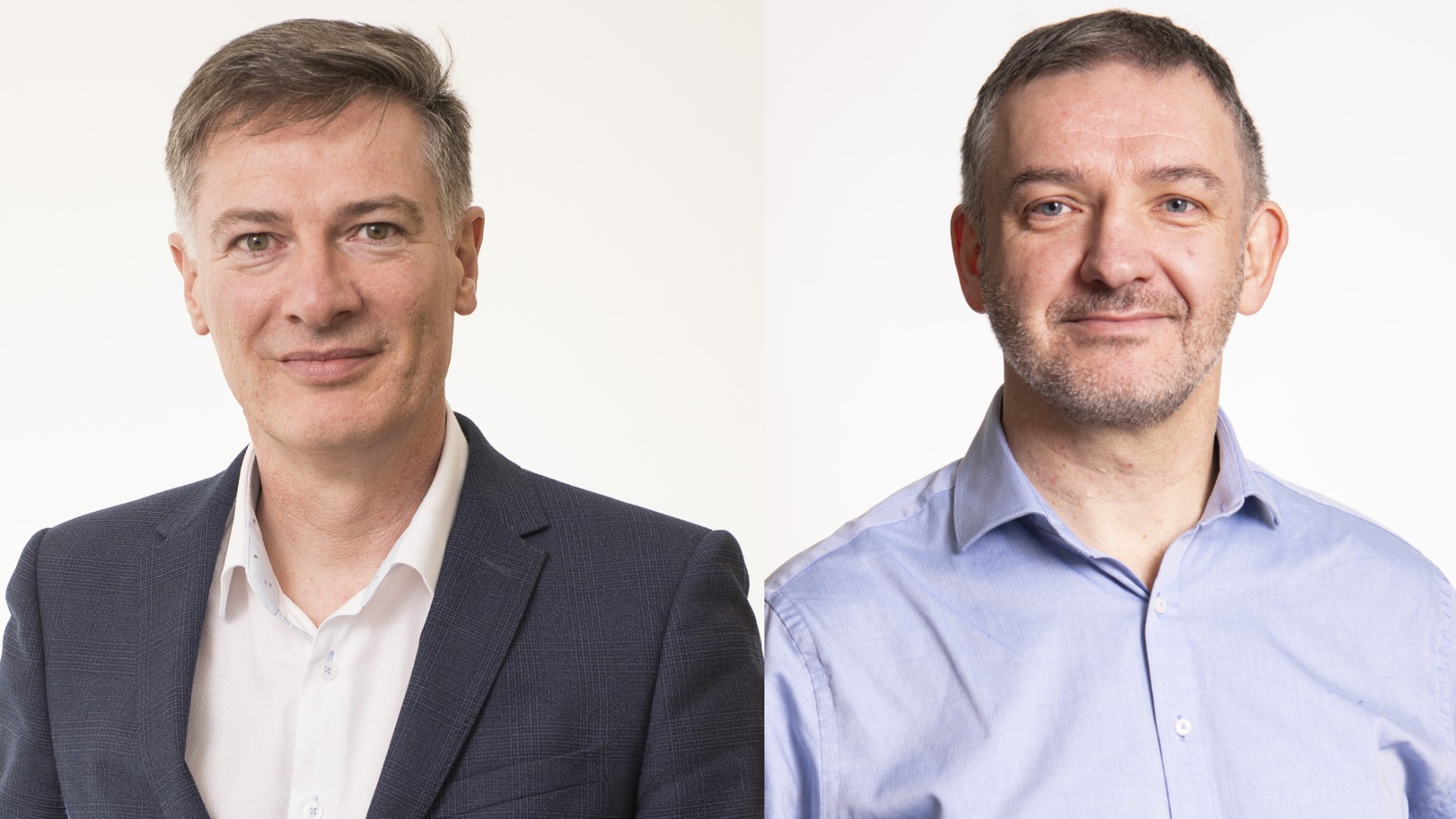 Two head and shoulder photos of men, set side by side