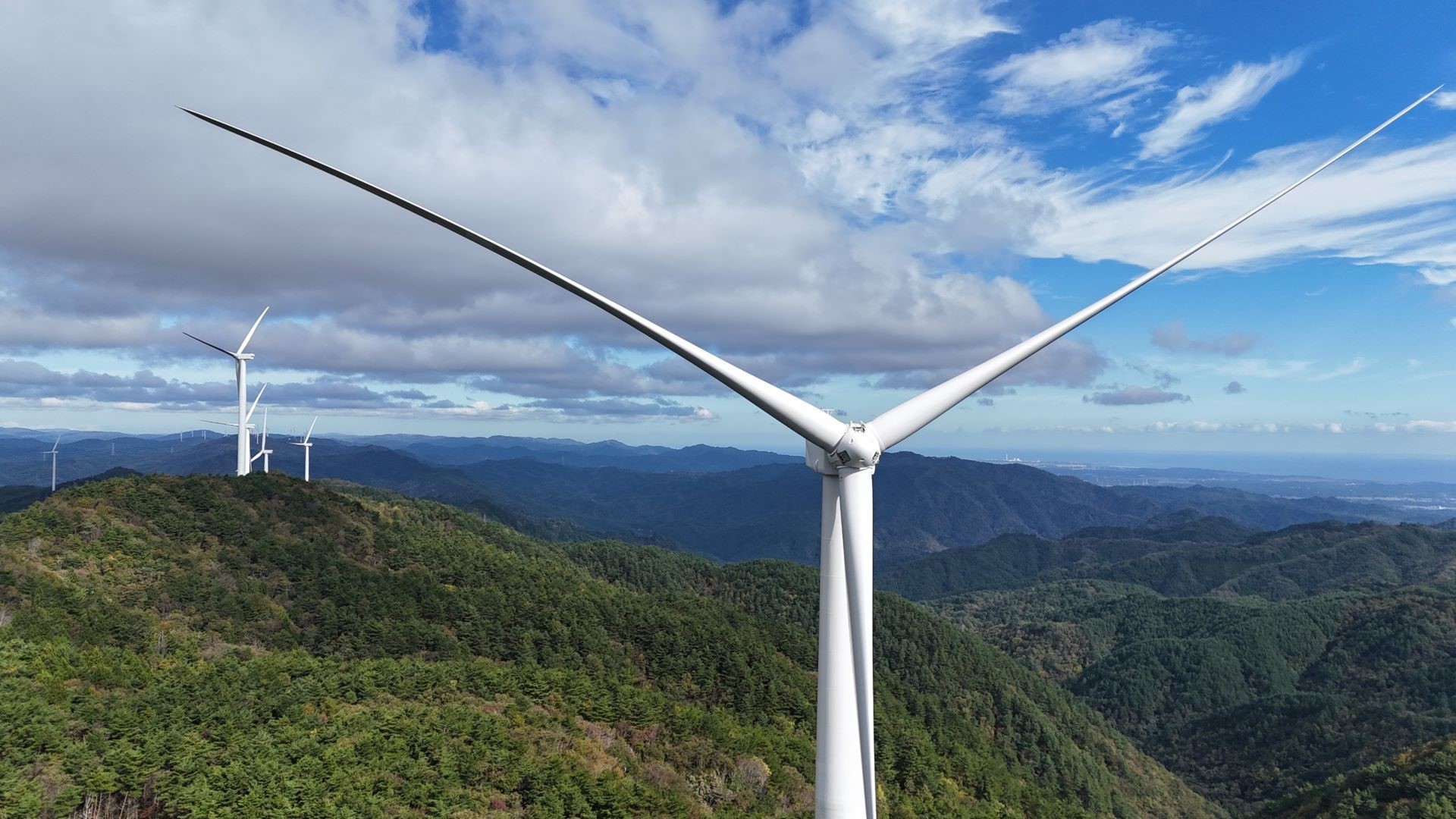 Onshore wind turbines on moutainside