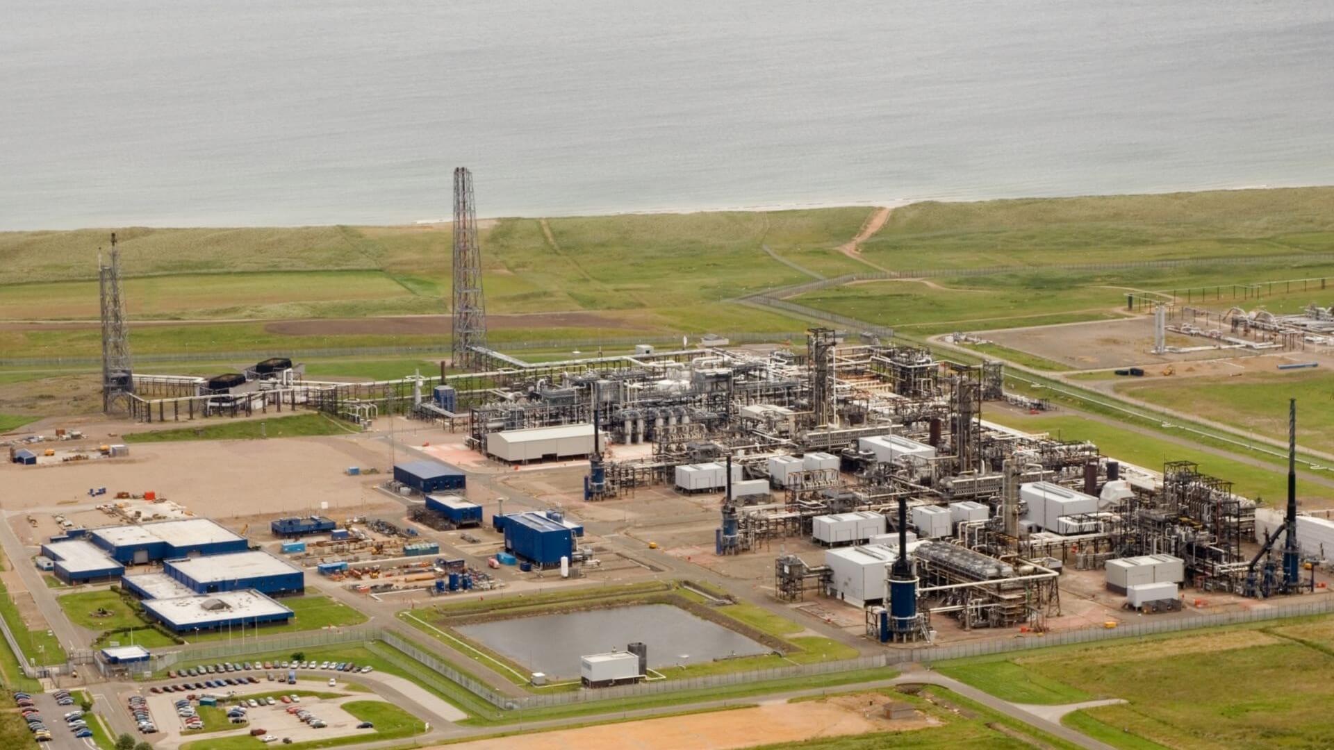 Aerial view of St Fergus gas terminal in Scotland