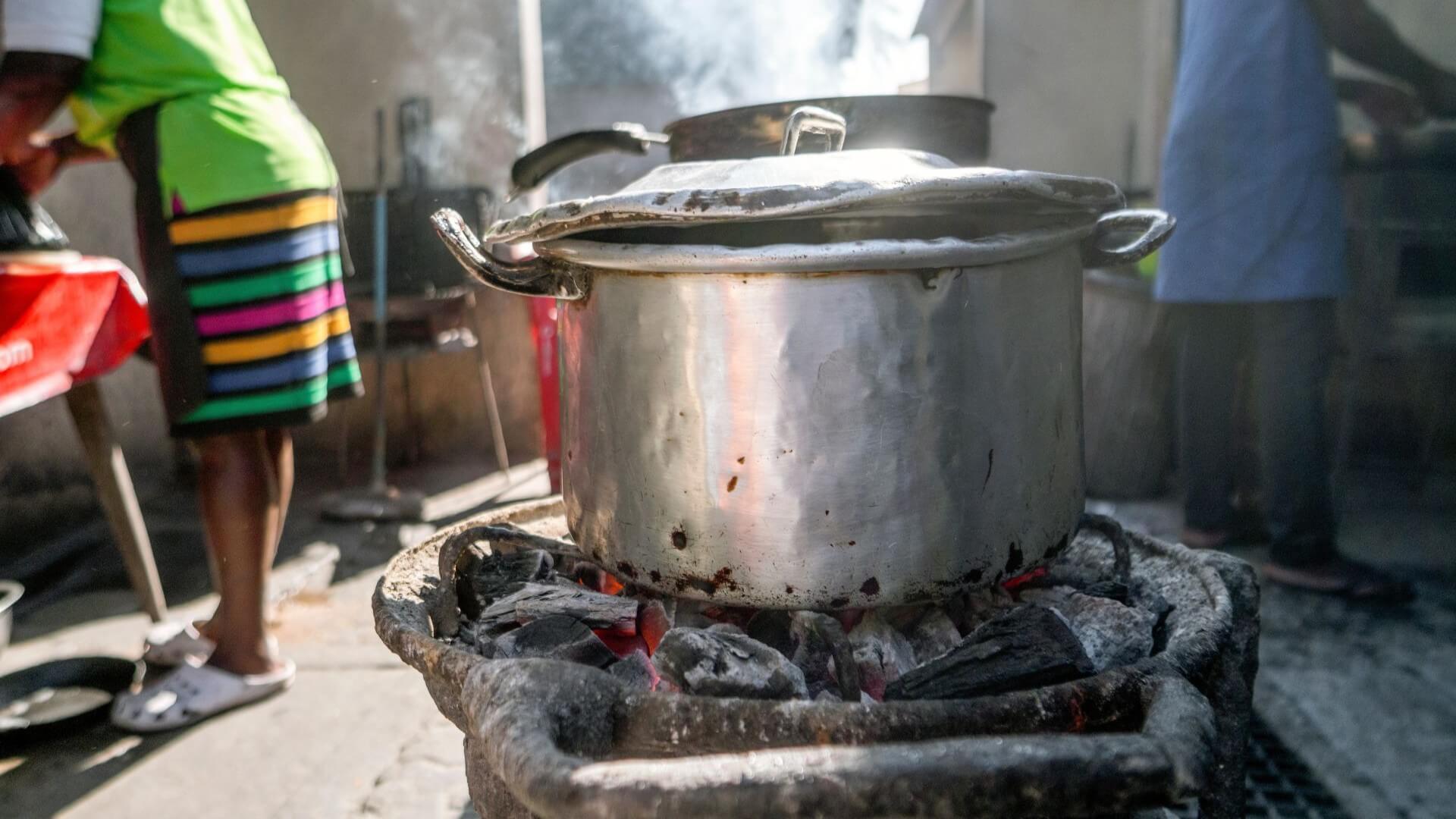 Cooking pot on coals