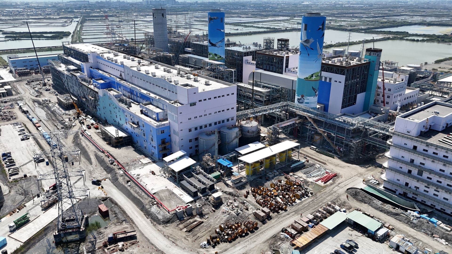 An aerial view of a factory