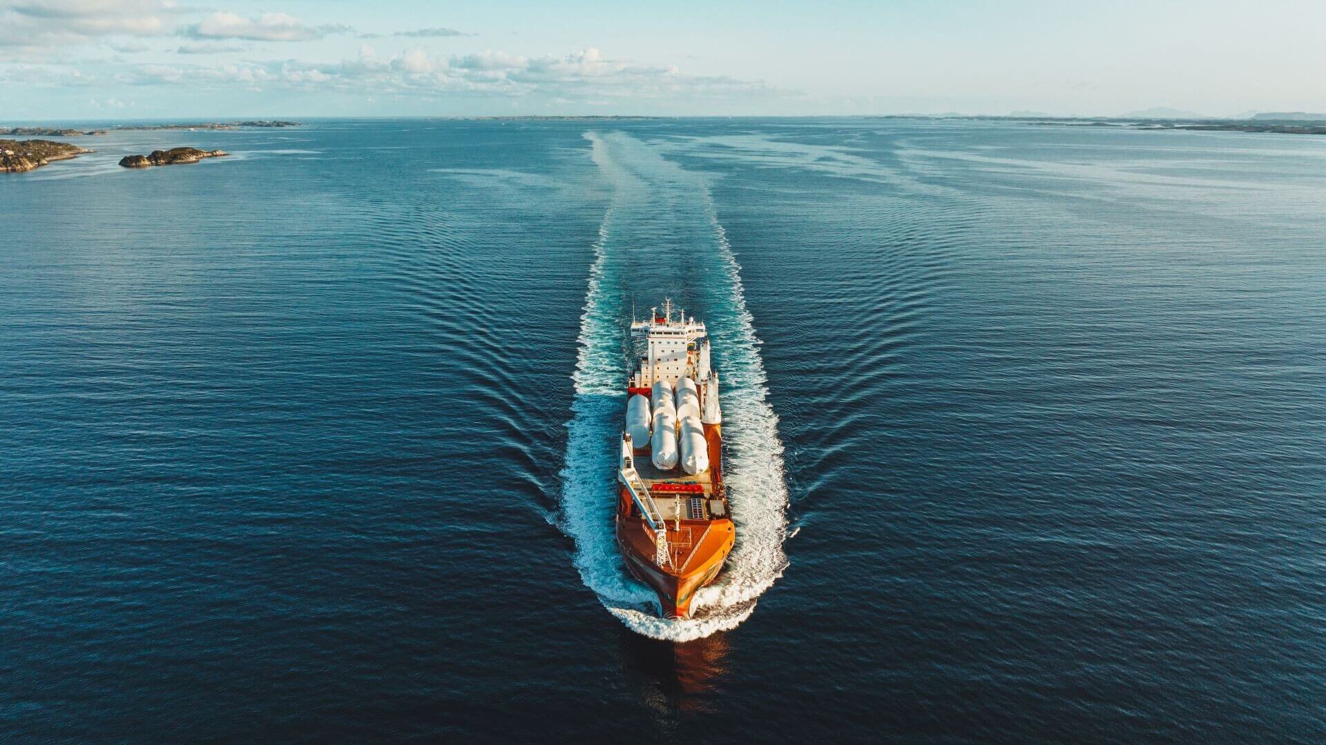 Aerial view of ship on water