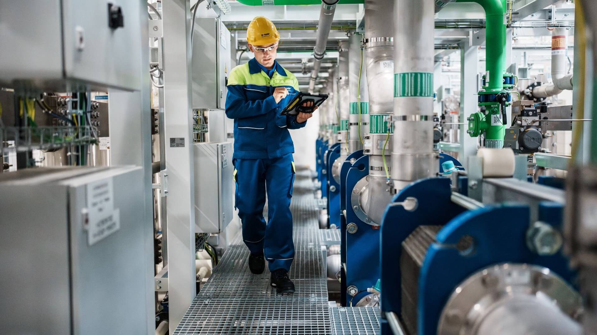 Engineer inside chemical complex