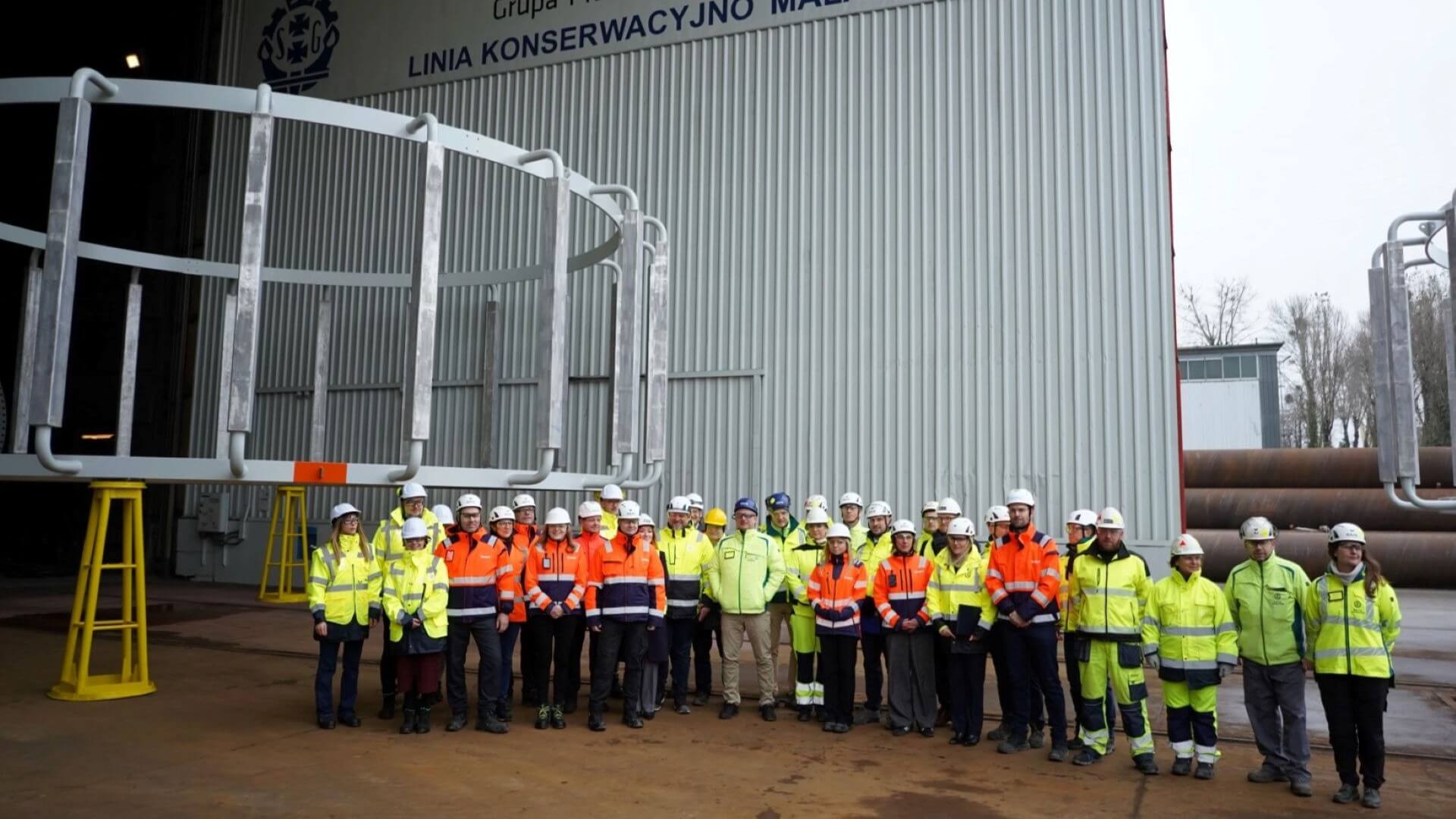 Large group of people outside a building