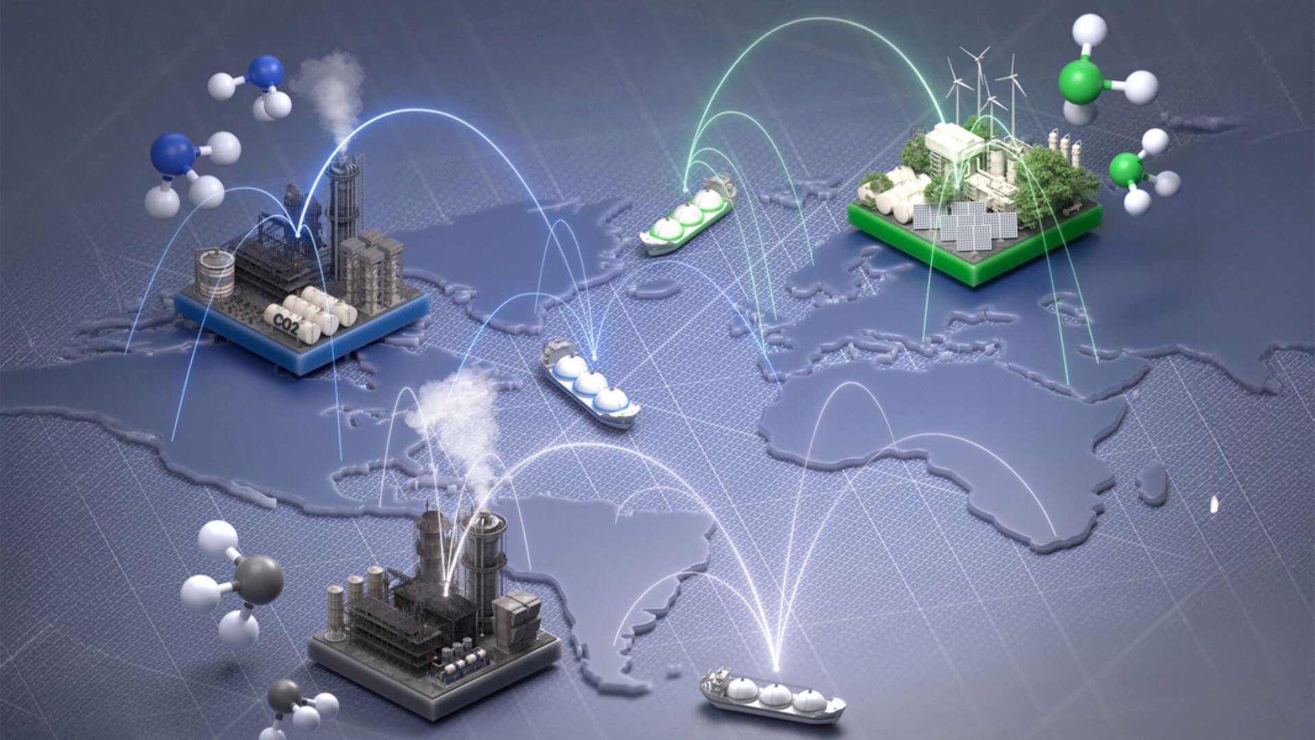 Graphic depicting global supply chain of ammonia