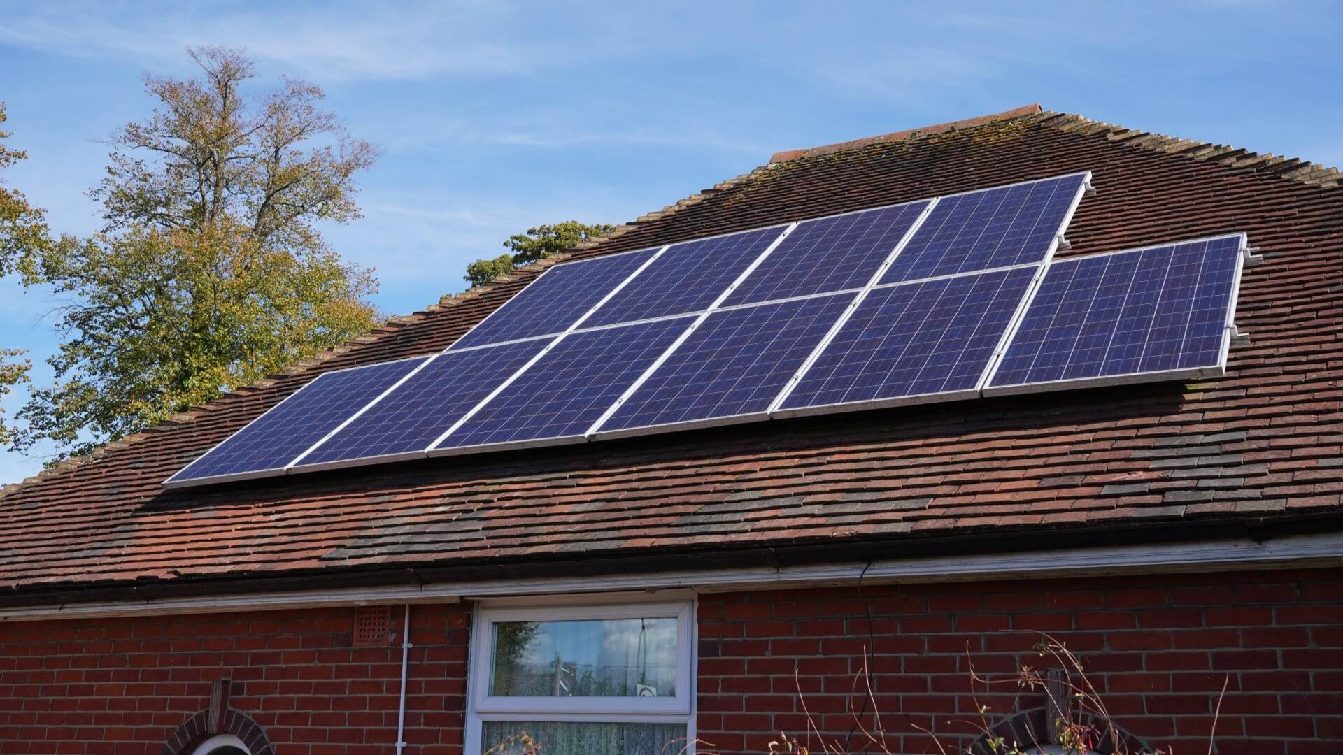 Solar panels on roof of house