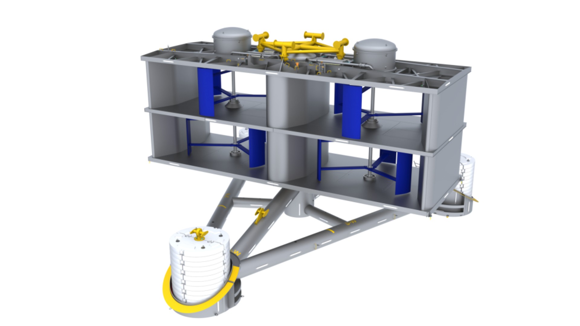 Computer generated image of tidal demonstrator, showing internal workings