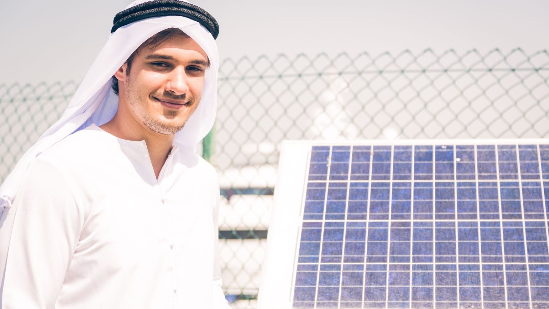 Man with solar panel