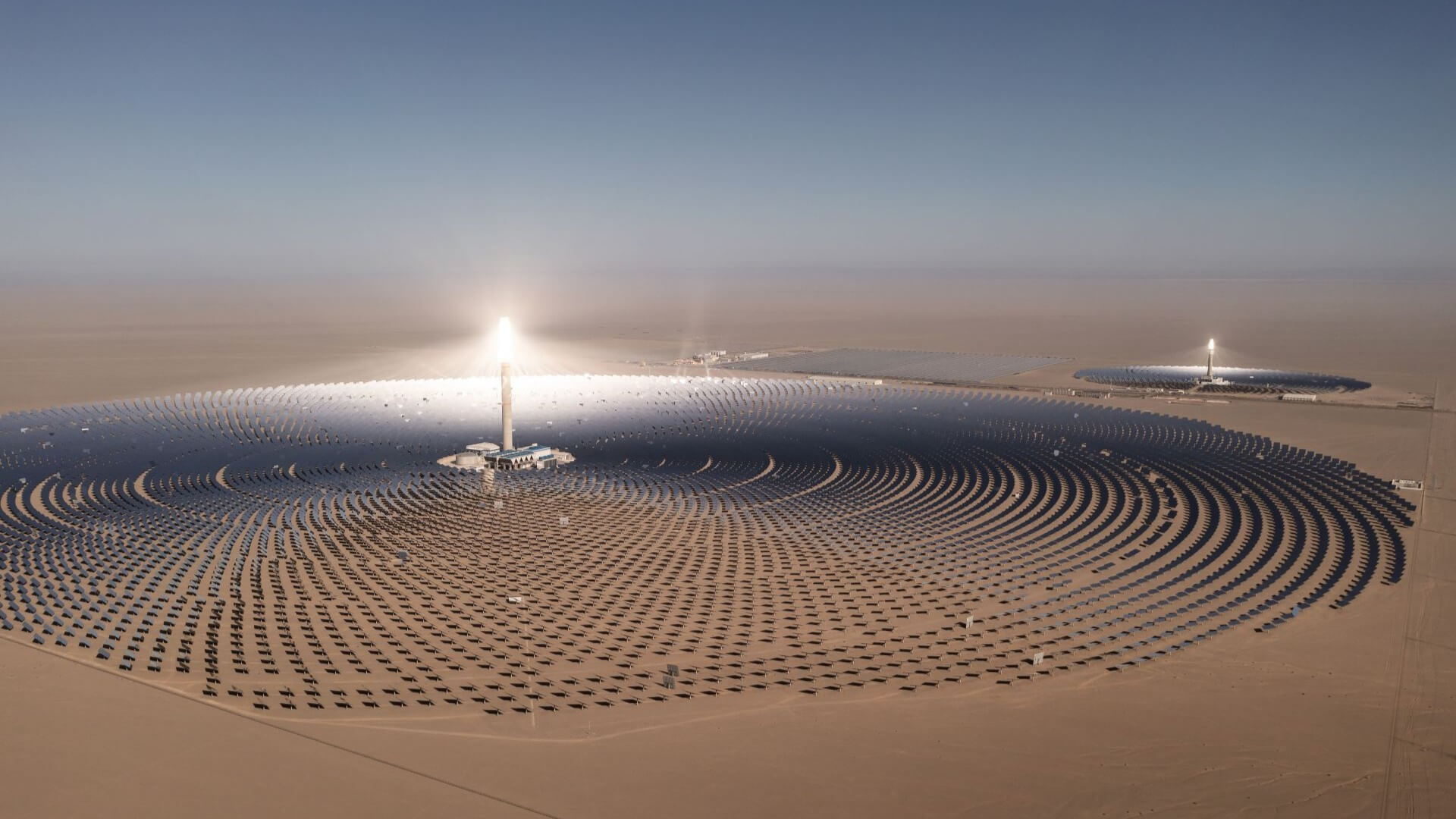 Aerial view of concentrated solar project in the desert
