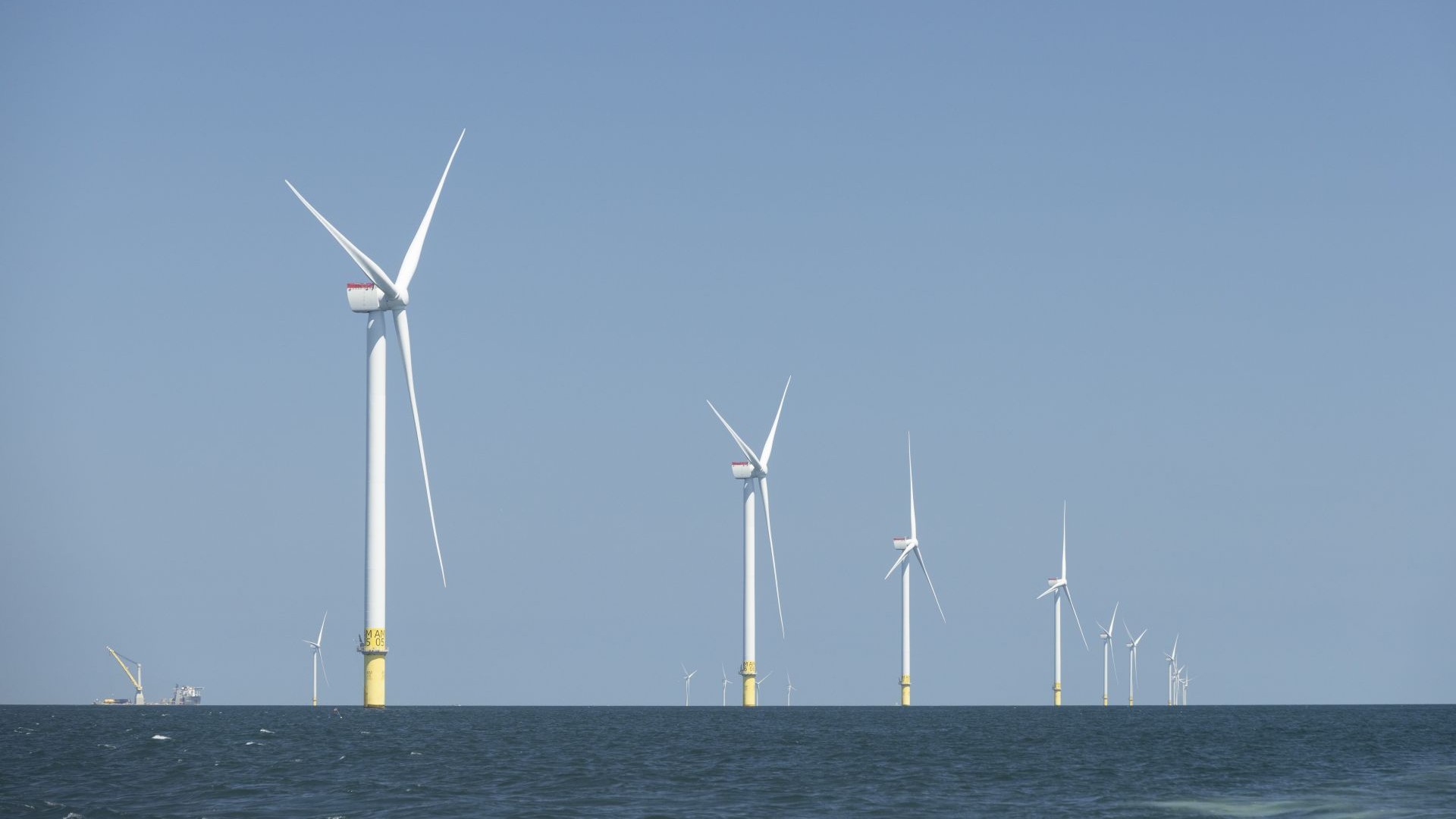Group of wind turbines offshore