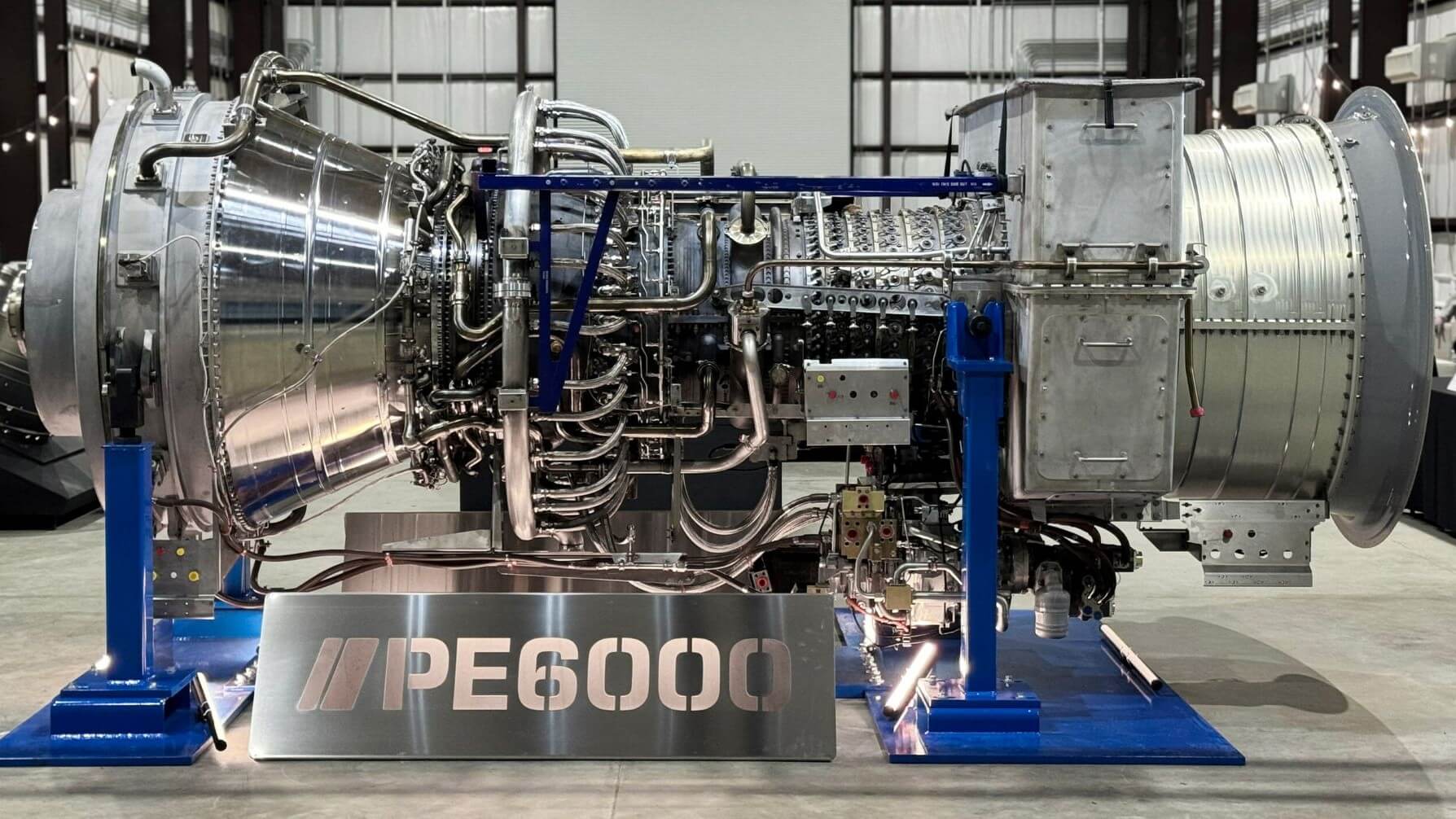 Close up of interior of aircraft engine