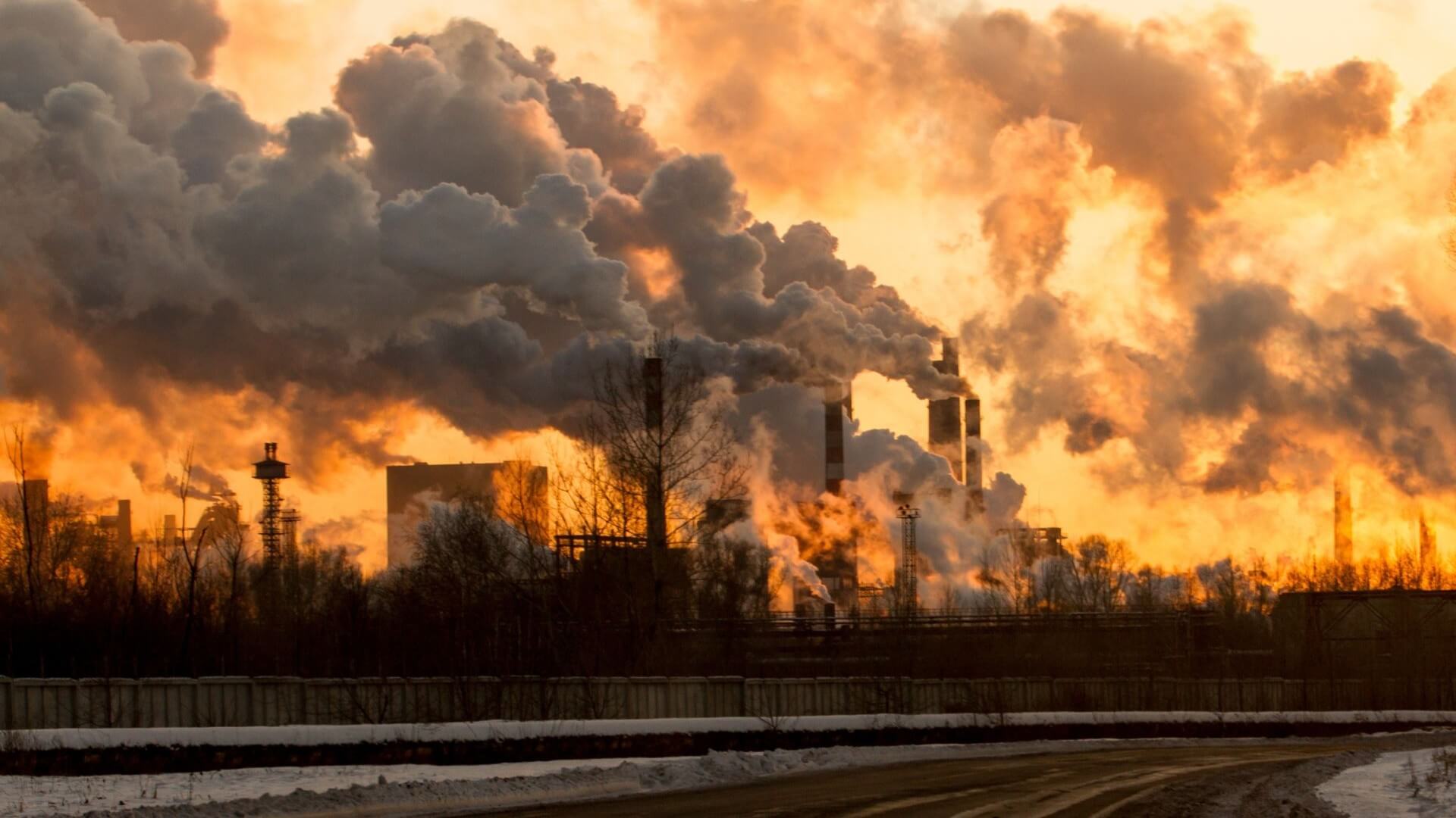 Smoke rising from chimneys