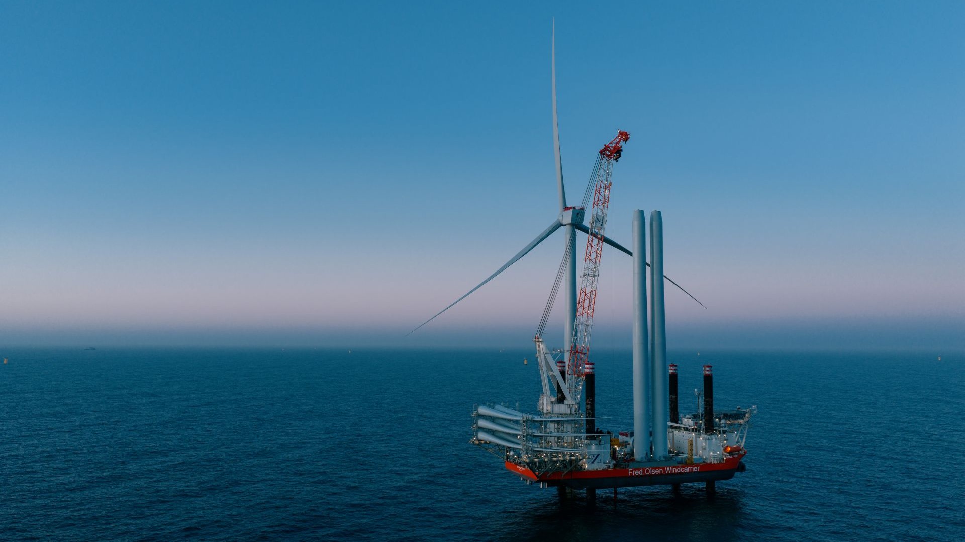 Wind turbine being installed offshore