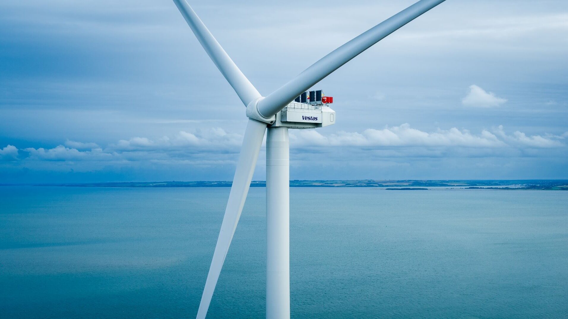 Close-up of offshore wind turbine