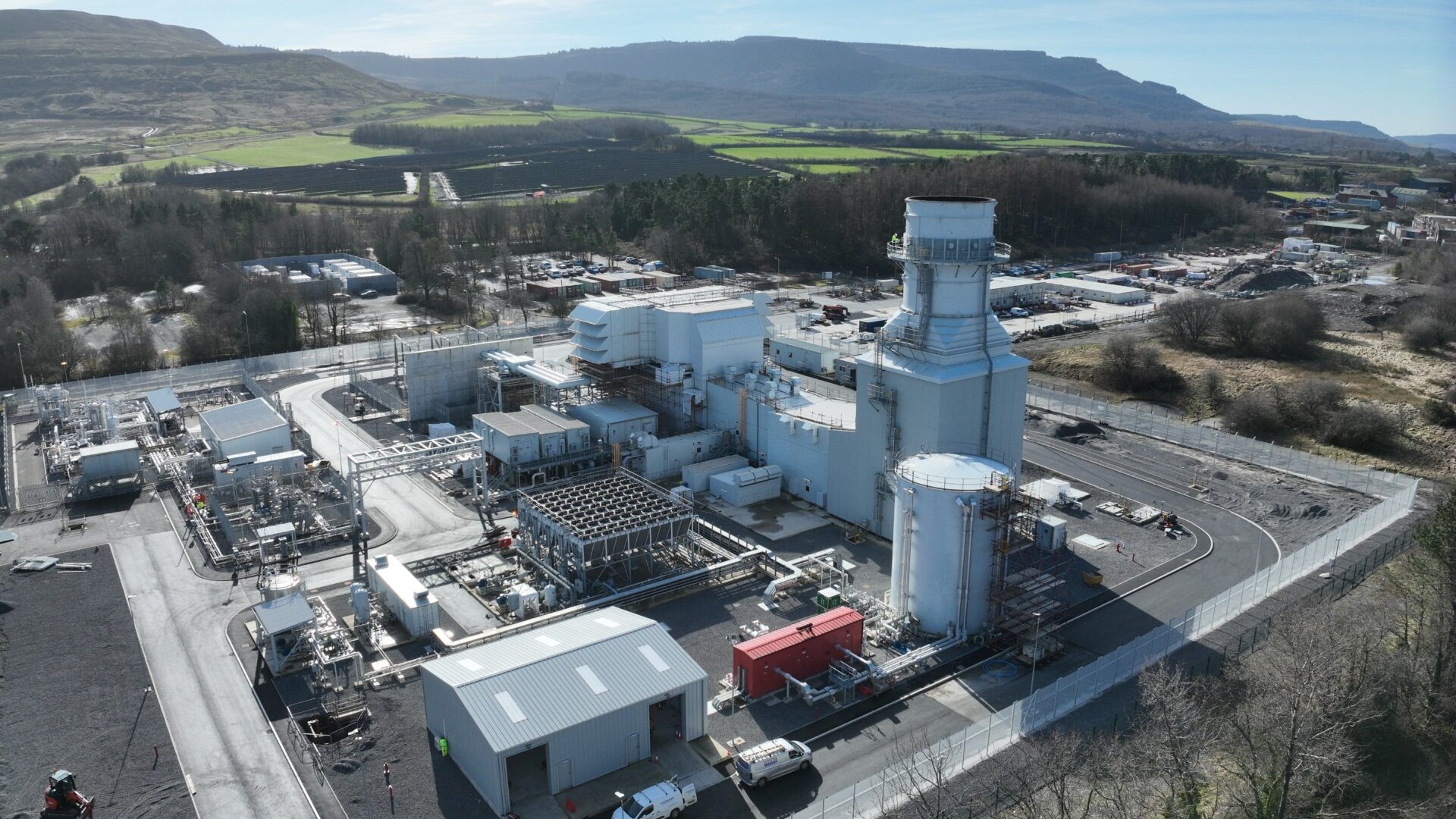 Aerial view of the Hirwaun power station
