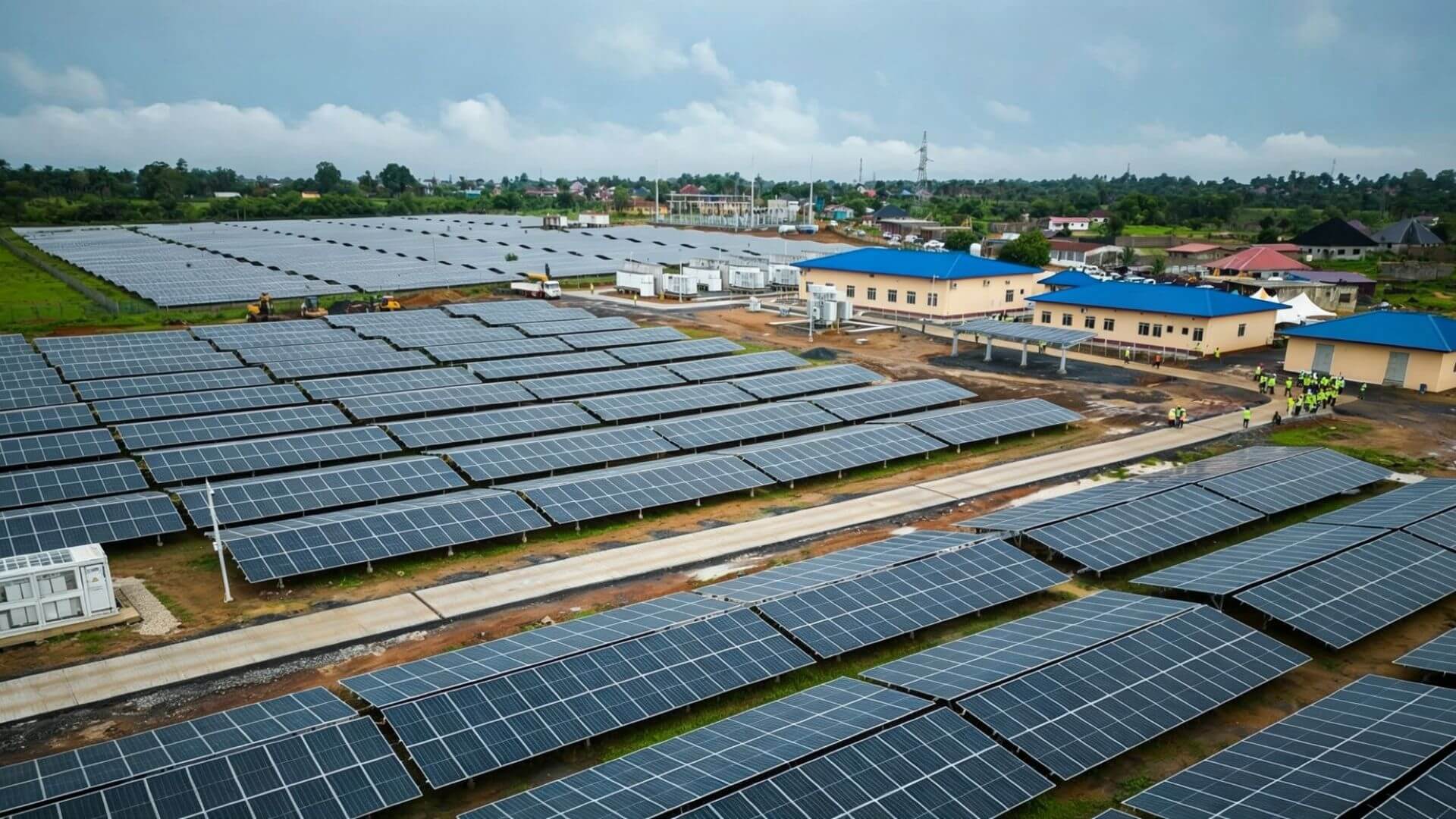 Aerial view of solar farm