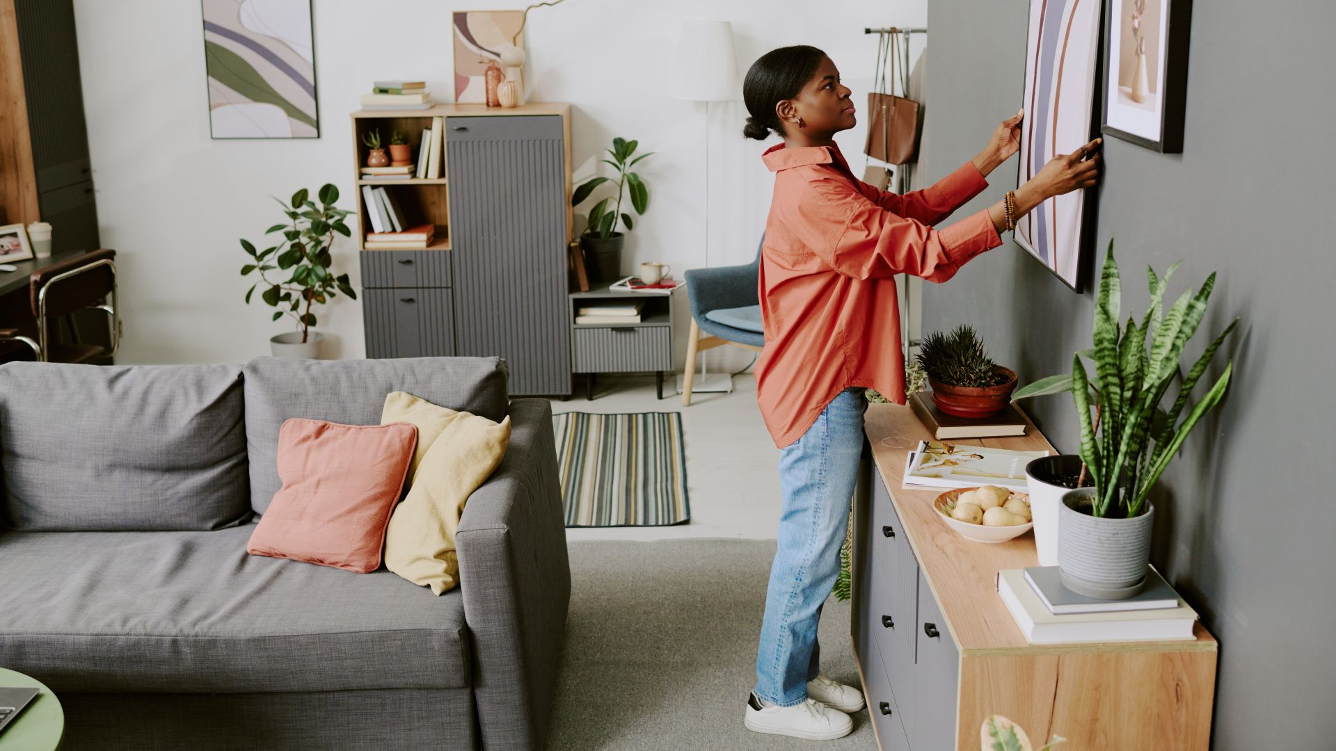 Woman in living room
