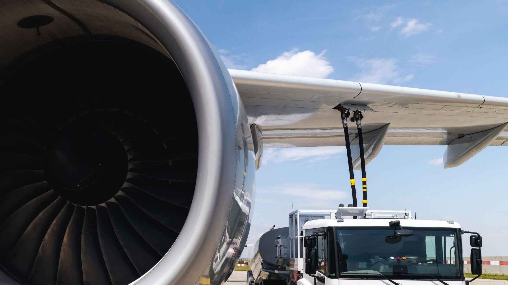 Close up of aeroplane being refuelled
